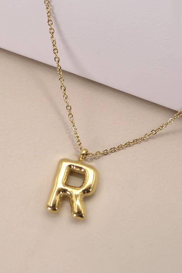 Gold Bubble Initial Necklace
