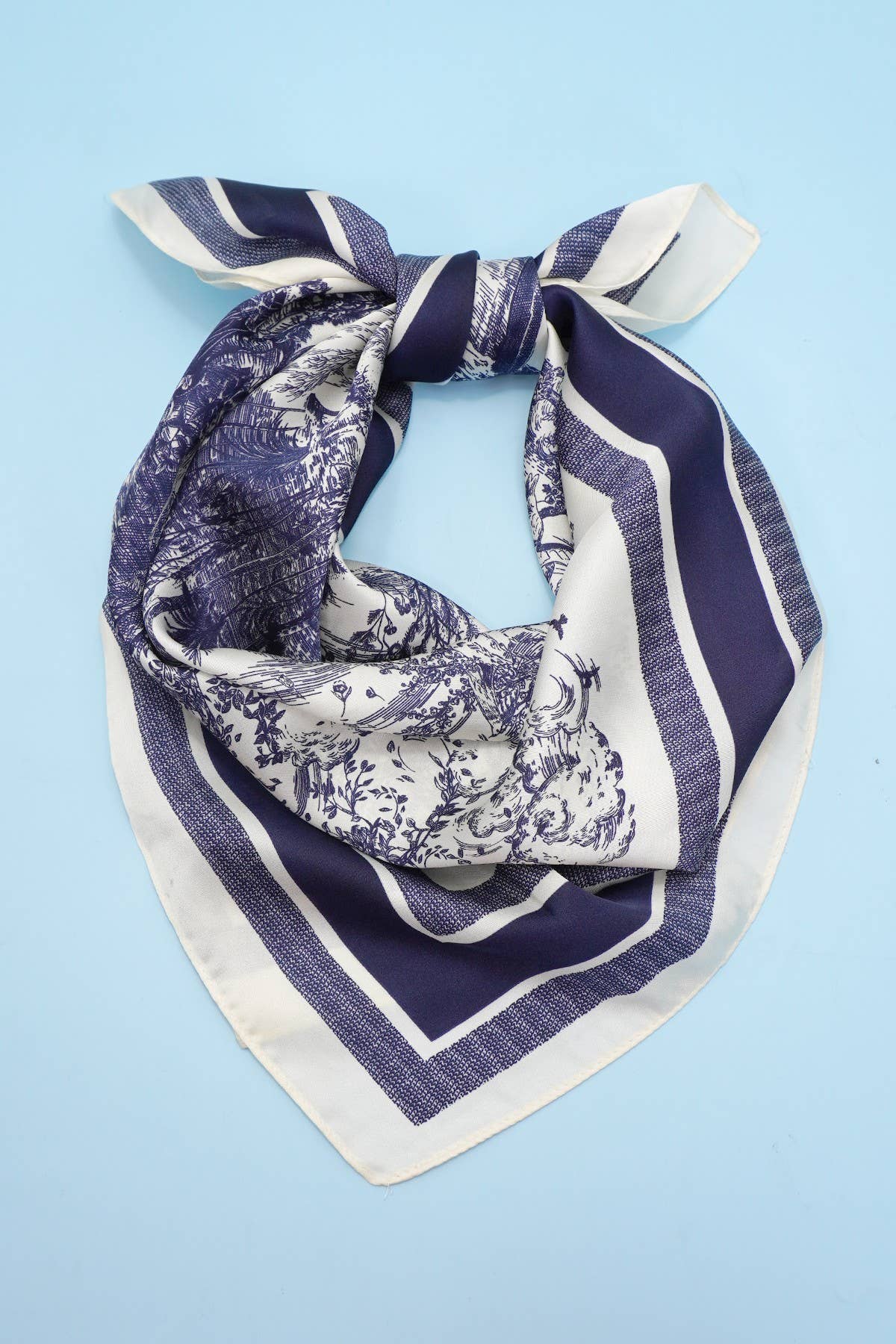 Blue Willow Silky Feel Bandana Scarf