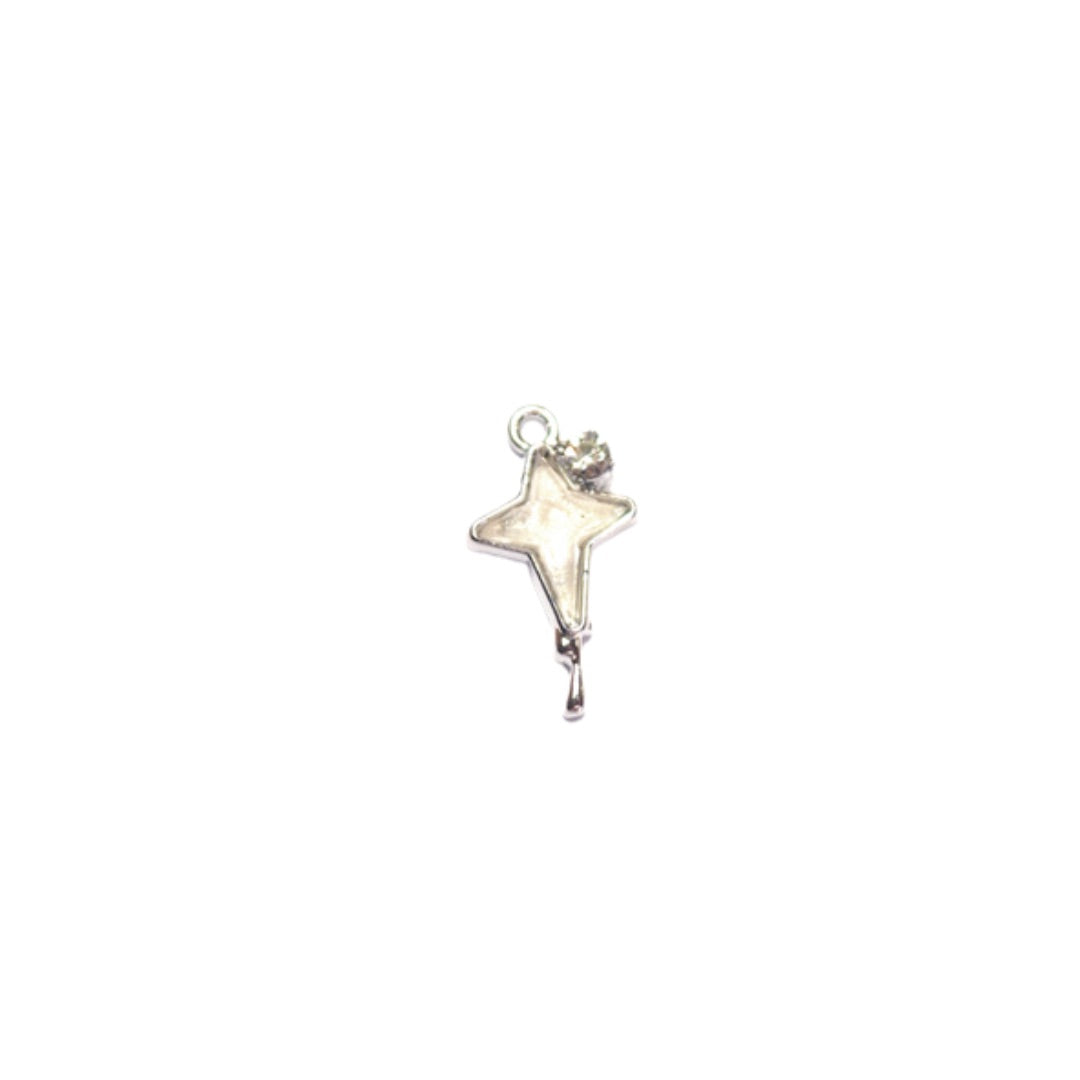 Silver Drippy Opal Star Charm