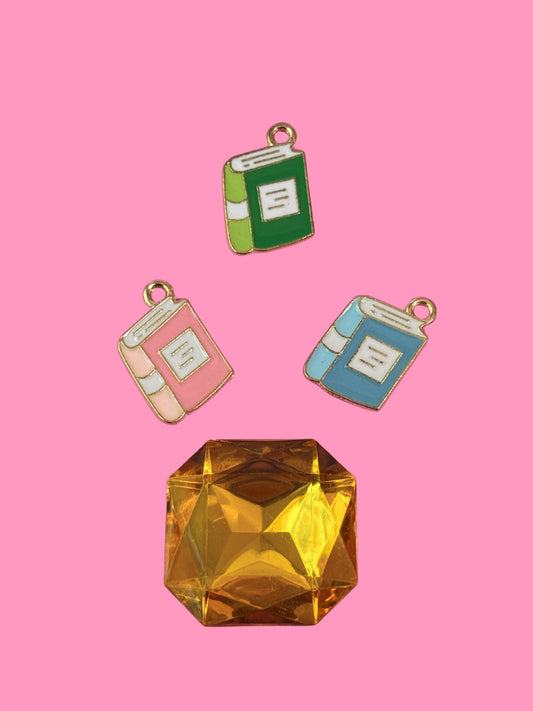Enamel Book Gold Charm