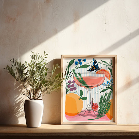 "Greyhound Cocktail in Coup Glass" Art Print