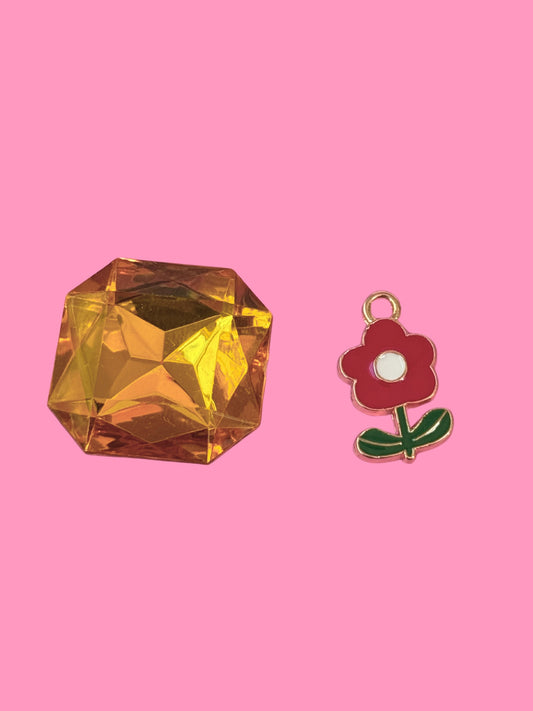 Poppy Flower Gold Charm