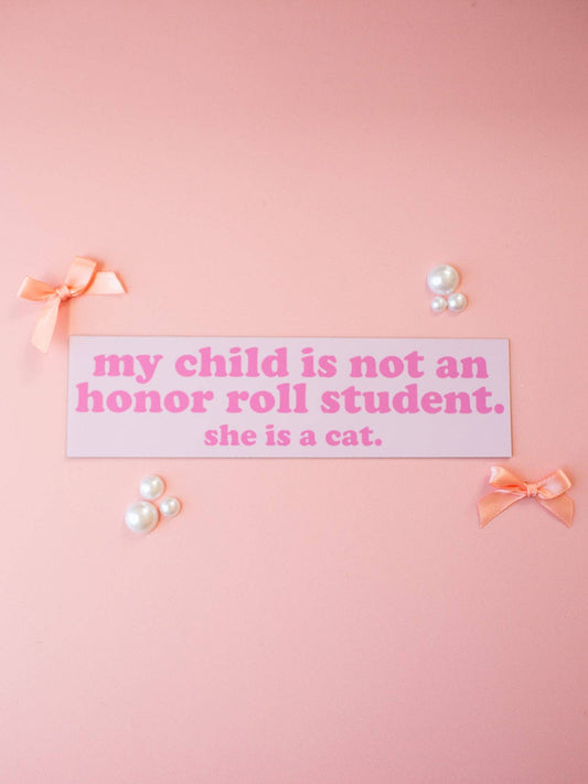 Honor Roll Cat Bumper Magnet- Pink/Girl