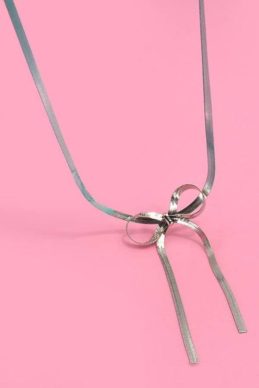 Ribbon Necklace (Silver + Gold)