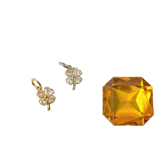 CZ Shamrock Charm (Gold + Silver)