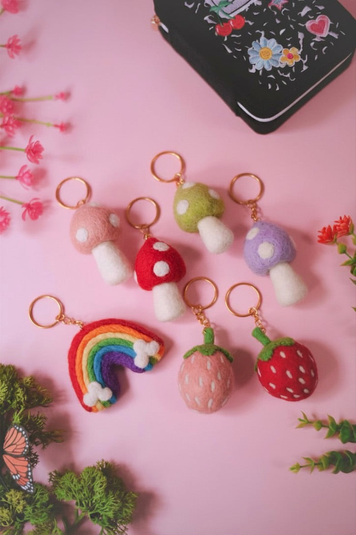 Mushroom Felt Keychain