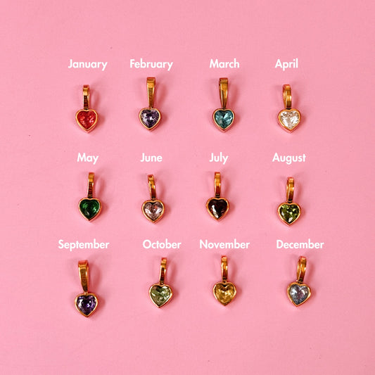 Heart Birthstone Gold Charm