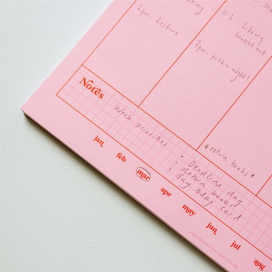 Pink & Red Weekly Planner Pad