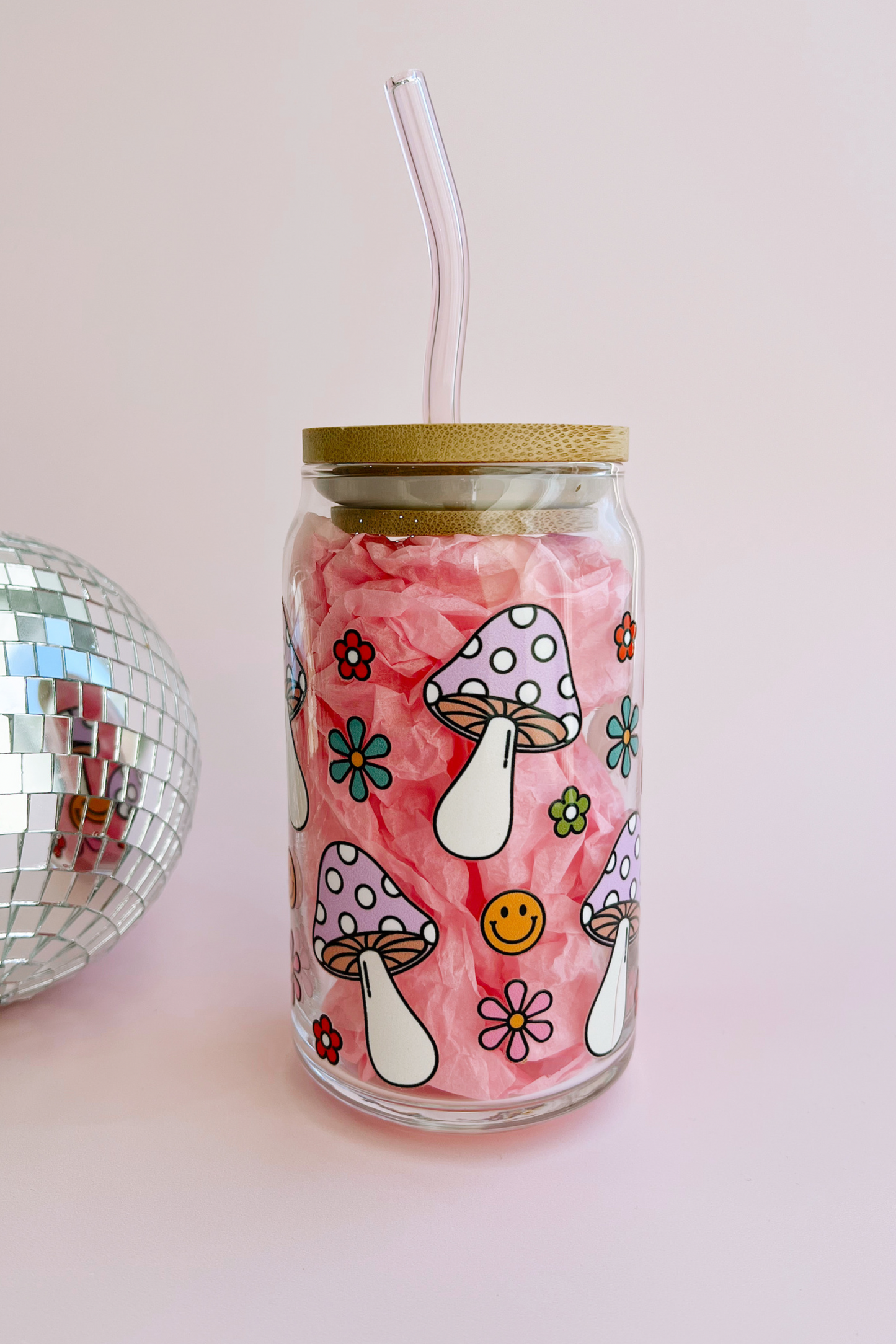 Floral Mushroom Glass Cup