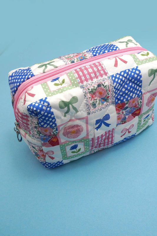 Bow Quilt Makeup Bag