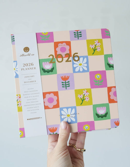 2026 Floral Checks Hardcover Planner
