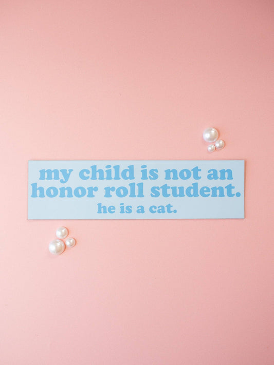 Honor Roll Cat Bumper Magnet- Blue/Boy