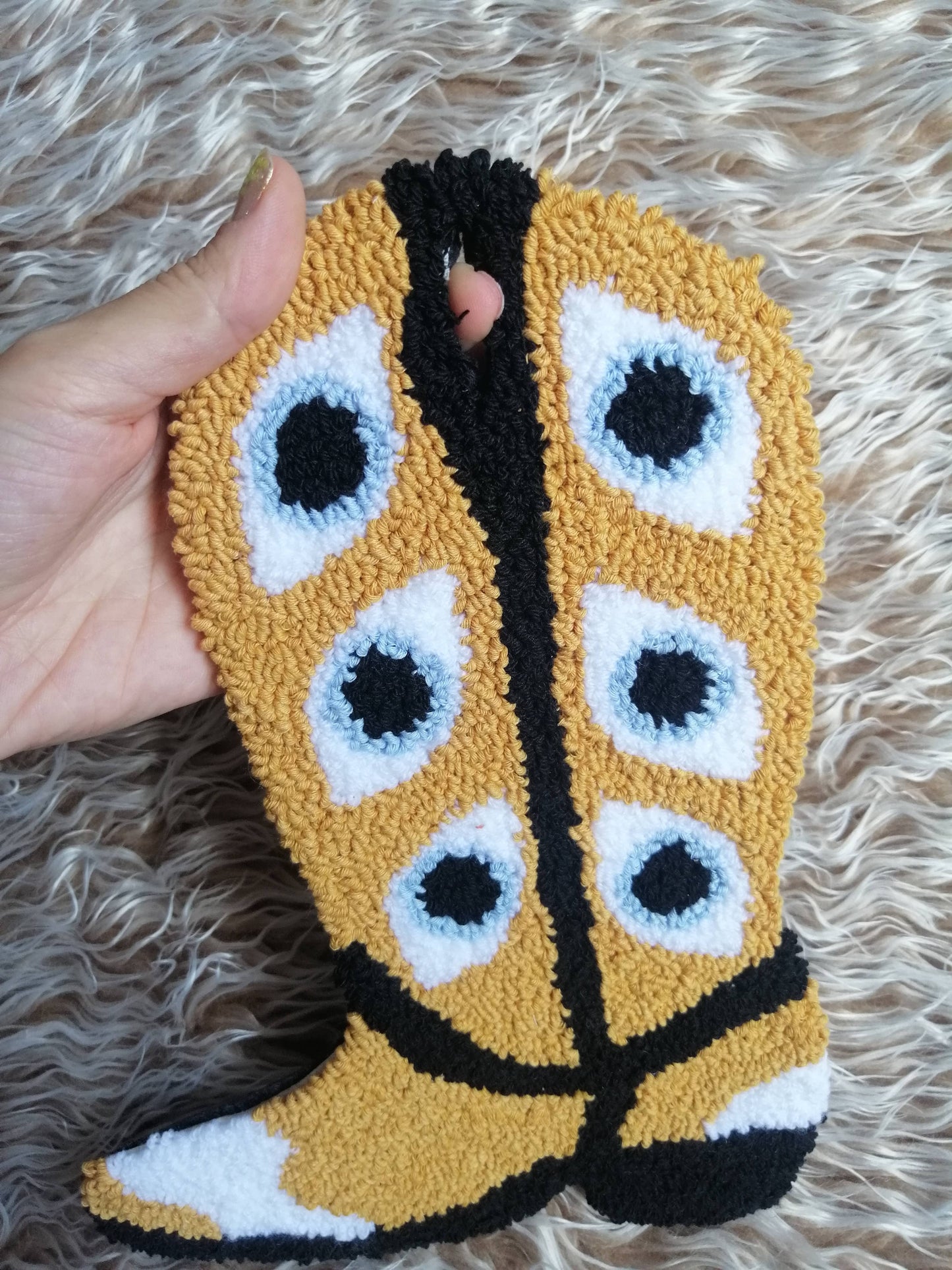 Cowboy Boot Punch Needle Wall Hanging