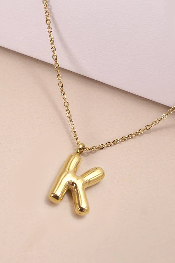 Gold Bubble Initial Necklace