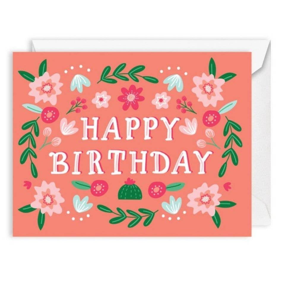Folk Floral Birthday Card