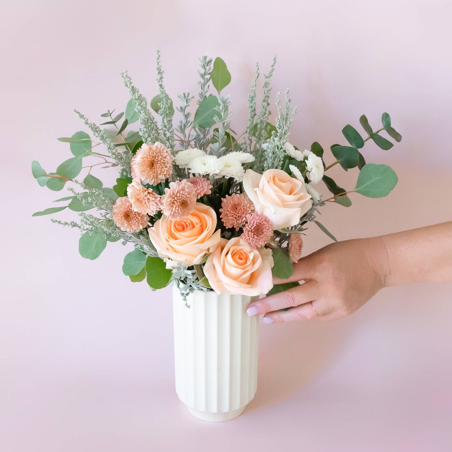 Vintage White Monroe Ceramic Fluted Vase