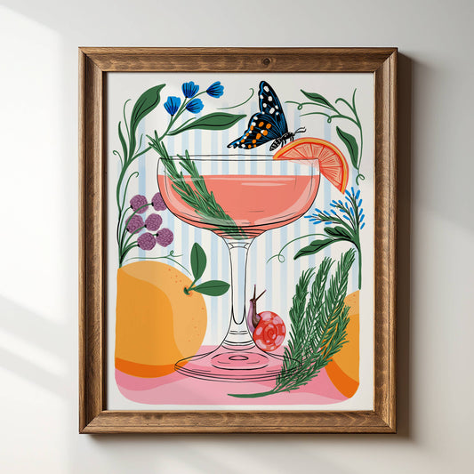 "Greyhound Cocktail in Coup Glass" Art Print