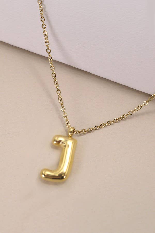 Gold Bubble Initial Necklace