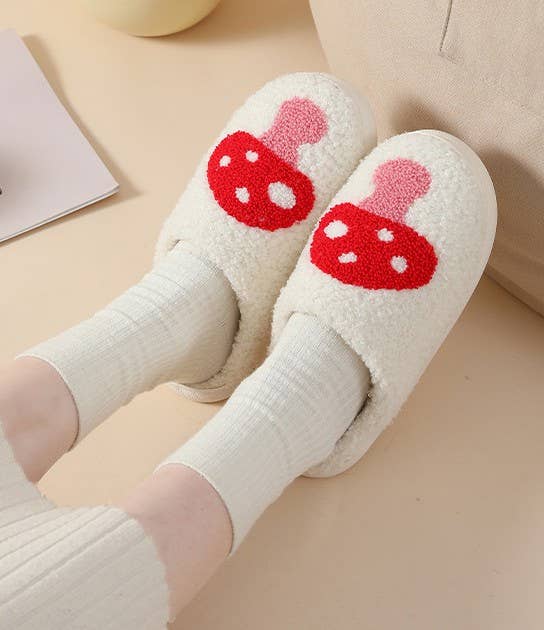 Red & Pink Mushroom Slippers