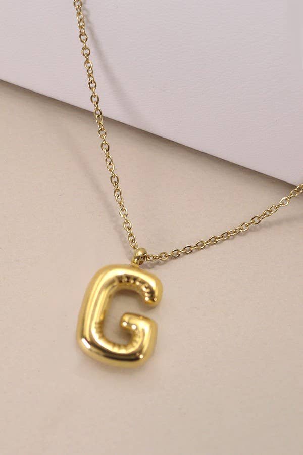 Gold Bubble Initial Necklace