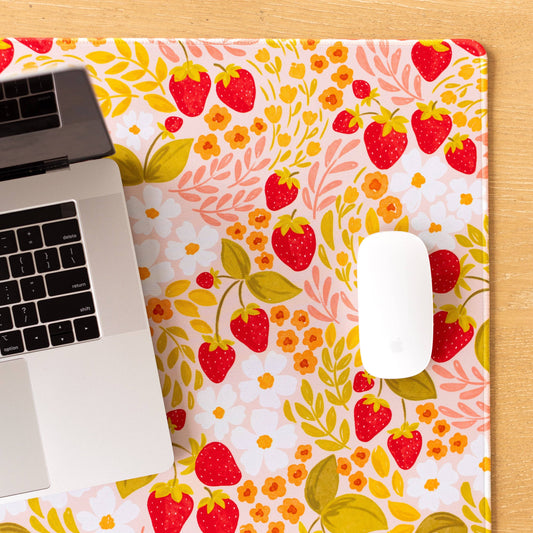 Strawberry Patch Desk Pad