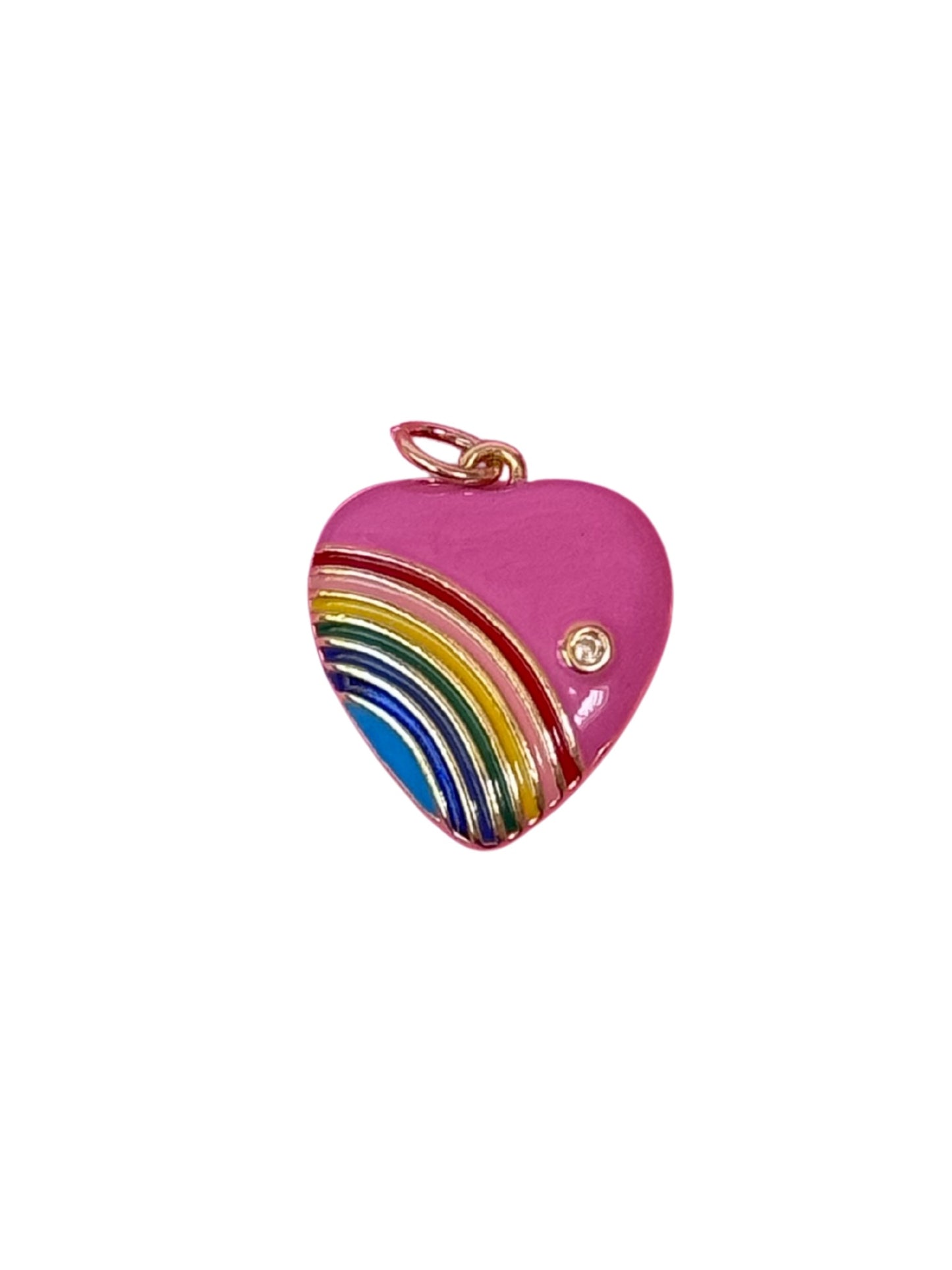 Enamel Rainbow Heart Gold Charm