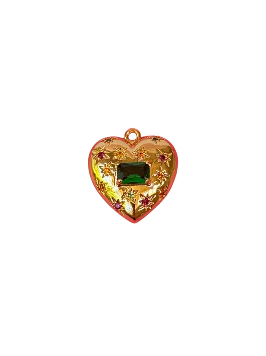 Bejeweled Heart Gold Charm