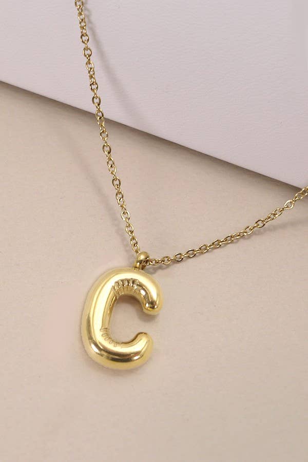 Gold Bubble Initial Necklace