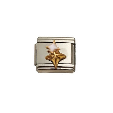 Silver Double North Star Italian Charm