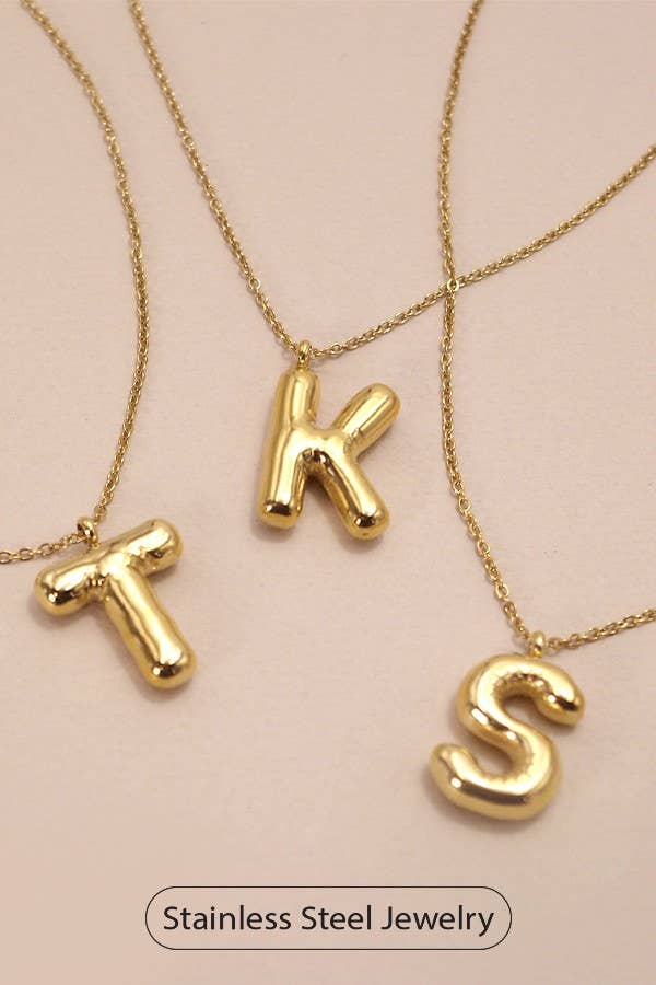 Gold Bubble Initial Necklace