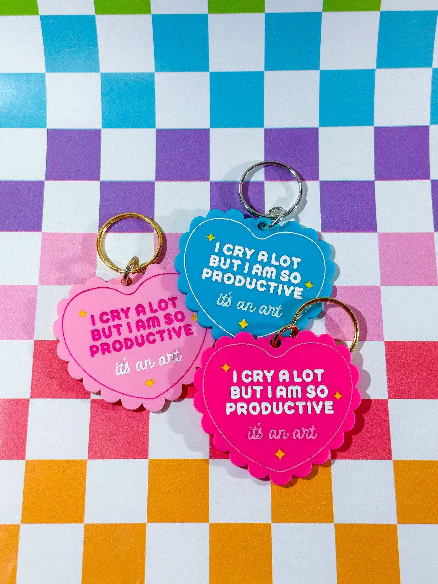 I Cry a Lot But I Am So Productive Keychain