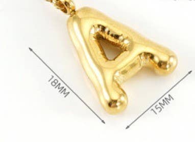 Gold Bubble Initial Necklace