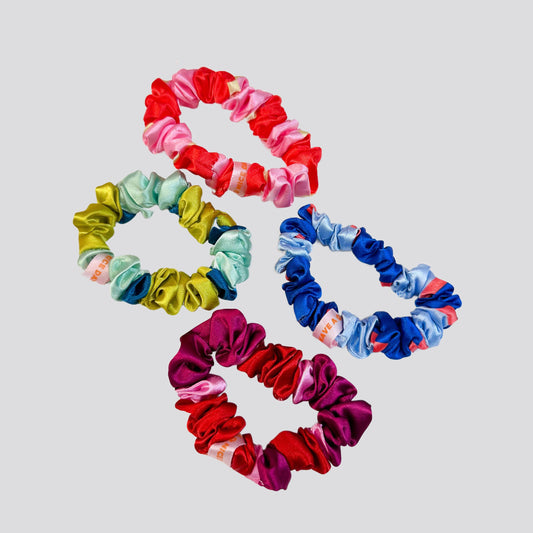 Mini Satin Scrunchies - Set of 4