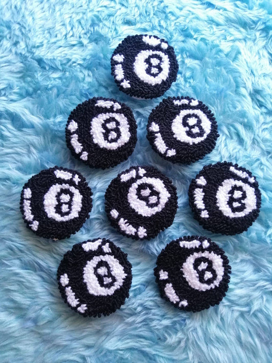 8 Ball Punch Needle Car Coaster