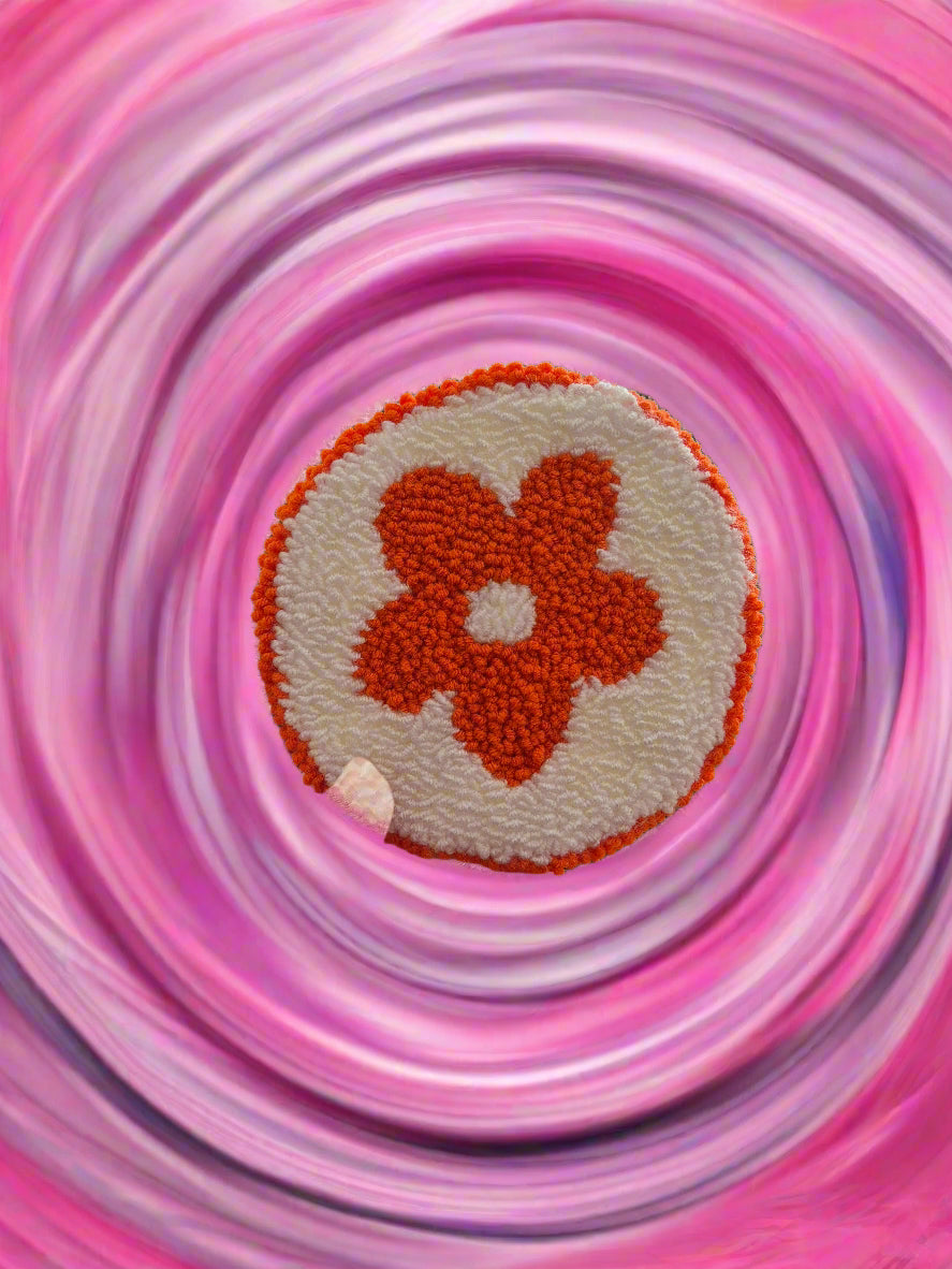 Floral Punch Needle Mug Rug Coaster