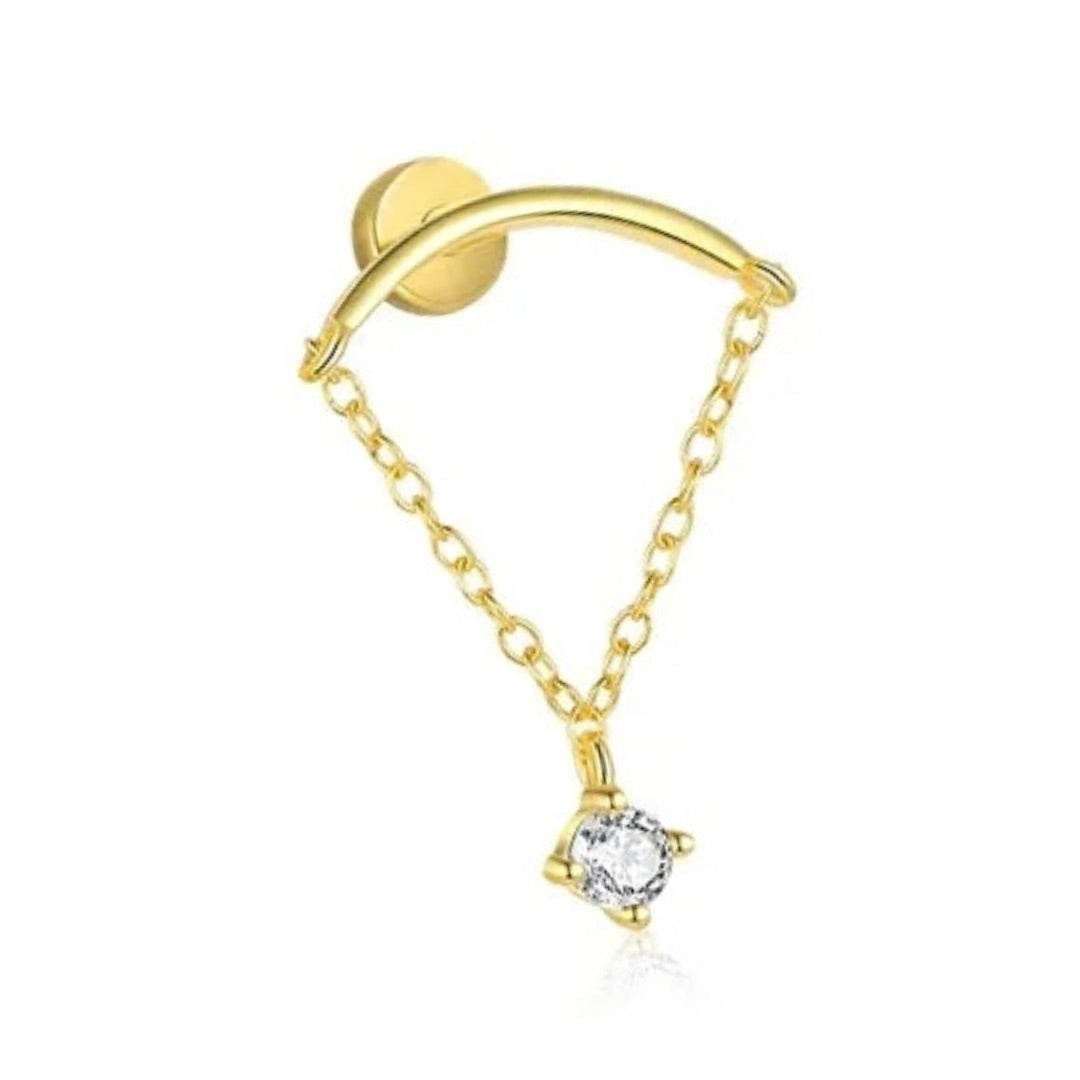 Gold Hidden Helix CZ Chain Flat-back Stud