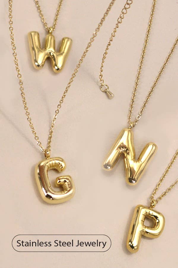 Gold Bubble Initial Necklace