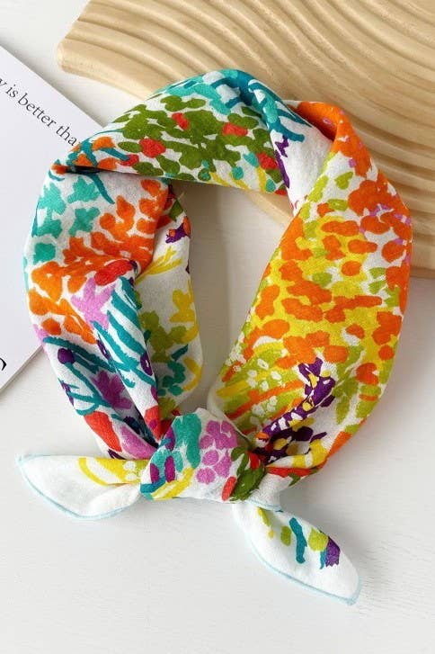 Bright Floral Cotton Bandana Scarf
