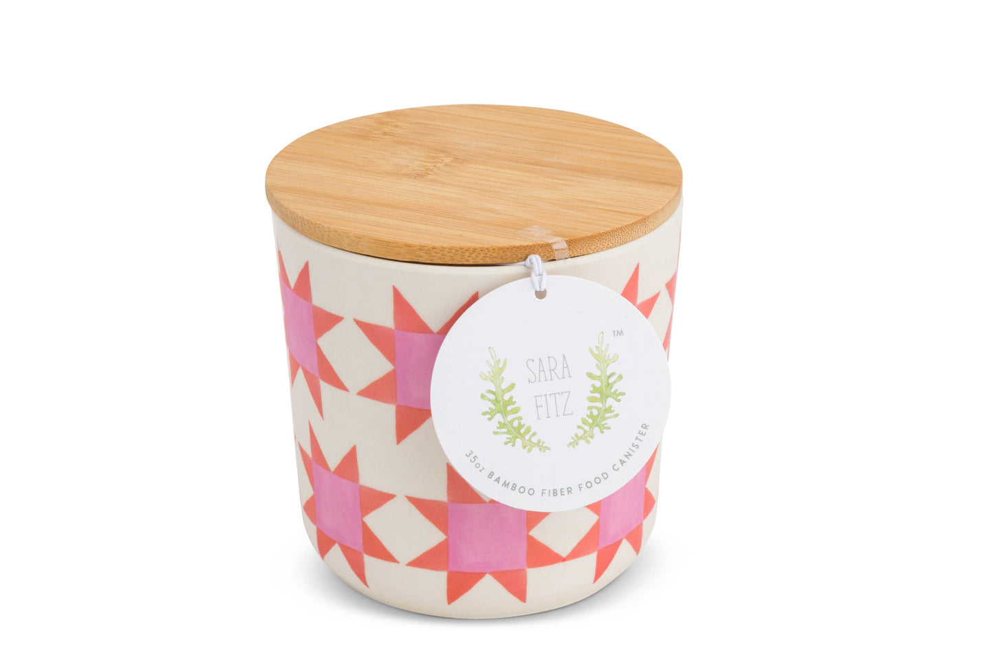 Pink Quilt Bamboo Canister
