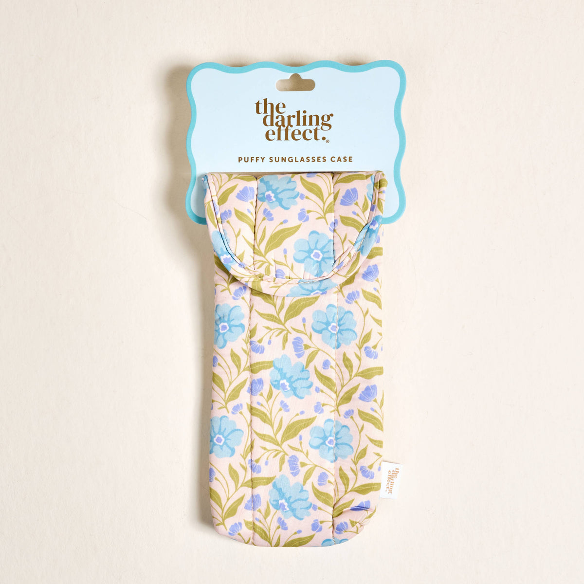 Puffy Sunglasses Case - Aqua Petals