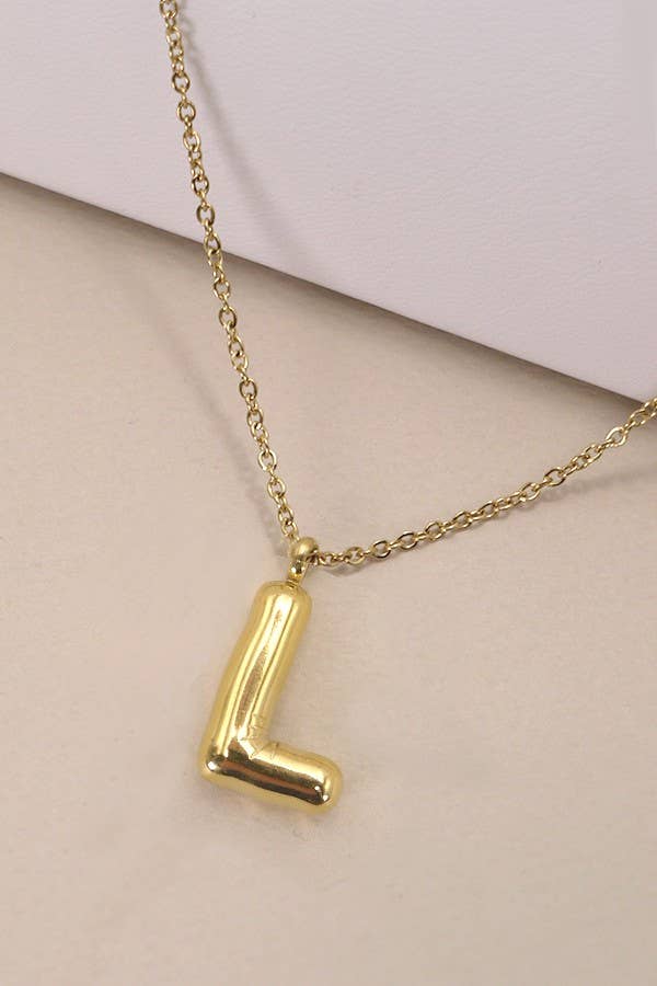 Gold Bubble Initial Necklace