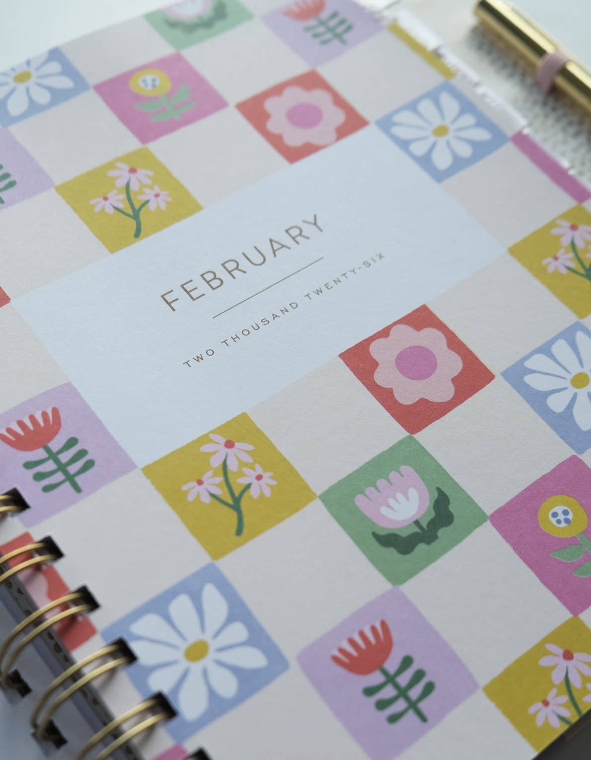 2026 Floral Checks Hardcover Planner