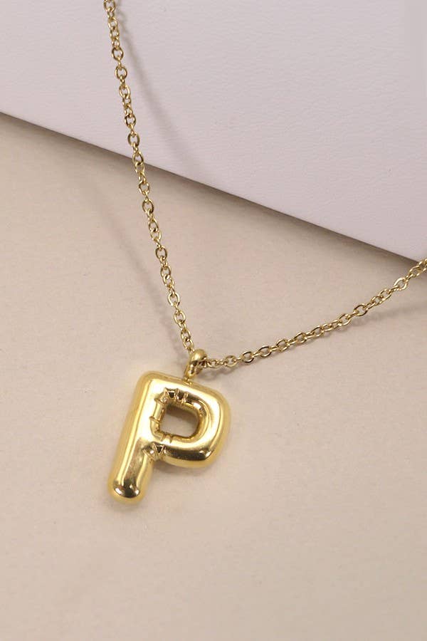 Gold Bubble Initial Necklace