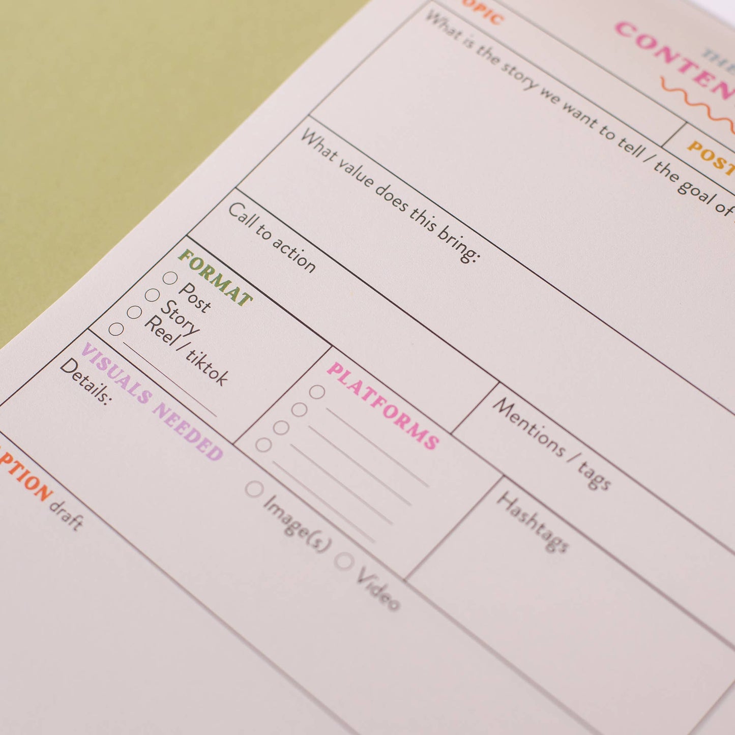 Social Media Content Planning Pad - Colourful