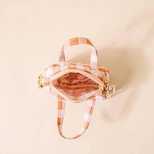 Itty Bitty Duffle Bag Charm - Maple Gingham