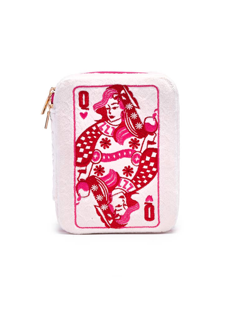 Queen of Hearts Velvet Jewelry Zip Case