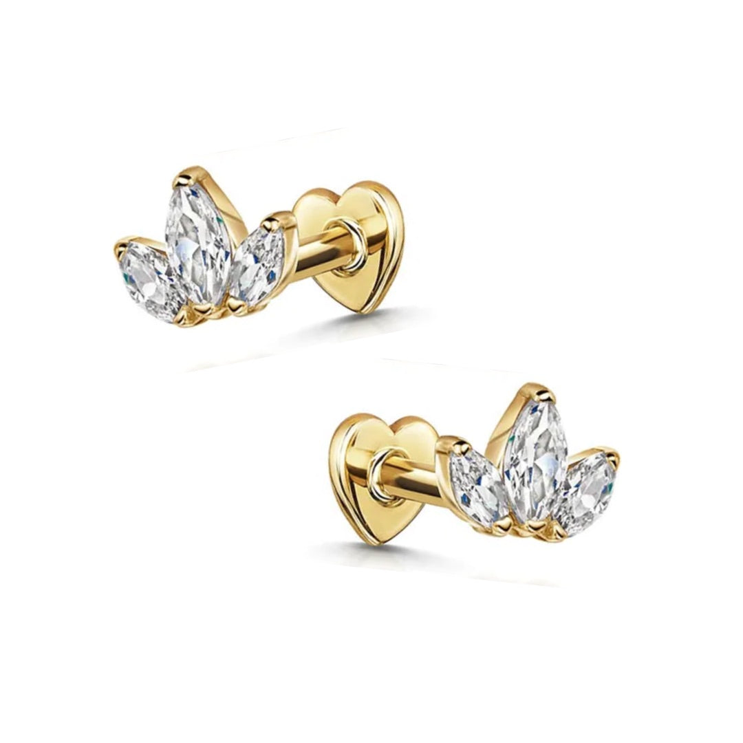 Mini Crown Jewel Flatback Stud (Single or Pair!)