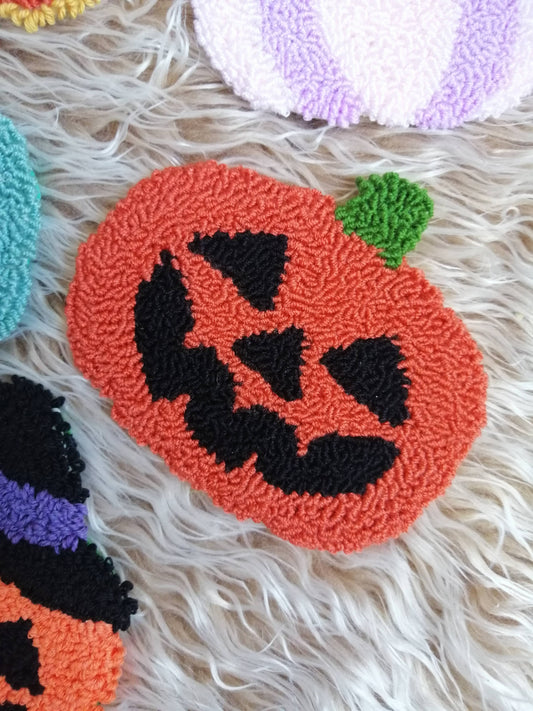 Pumpkin Punch Needle Mug Rug Coaster