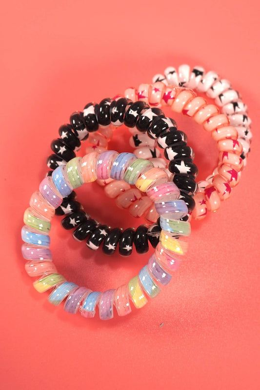 Colorful Stars Spiral Hair Ties