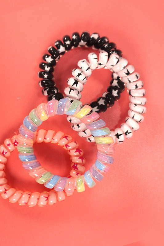 Colorful Stars Spiral Hair Ties